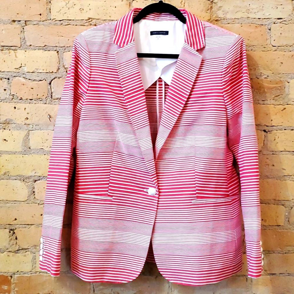 Tommy Hilfiger Red and White Striped Blazer